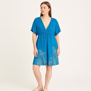 NWT Swimsuits For All Blue Foil-Print Cover-Up Dress – Size 14/16 - W51